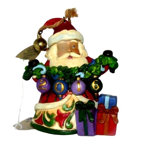 Jim Shore Santa Ornament w Gifts & Garland 2016 Christmas Figurine Hand-Painted - Picture 1 of 5